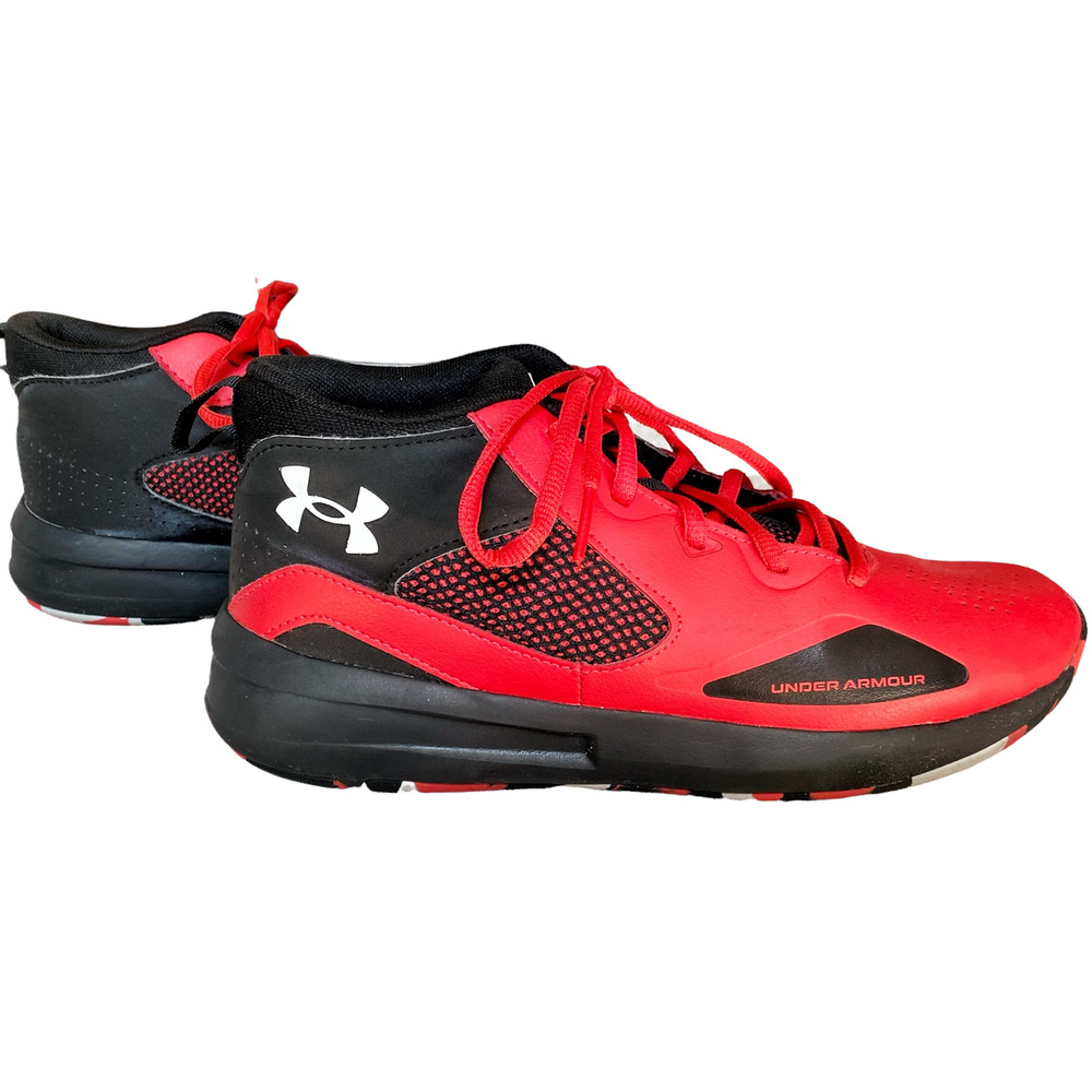 Under Armour Boys Lockdown Basketball Shoes Sneakers Red Black Size 7Y